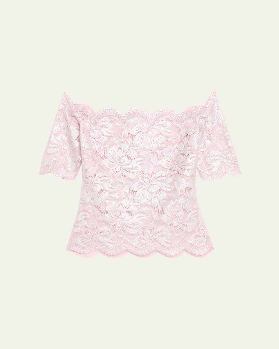 Off-The-Shoulder Metallic Lace Top